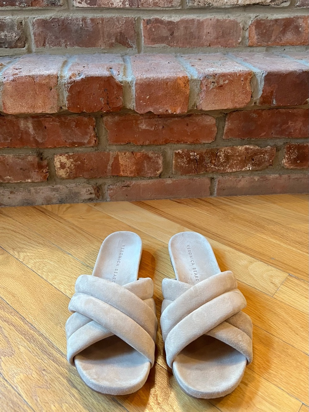 Veronica Beard Tan Nude Elise Suede Slide Sandals - Picture 3 of 15